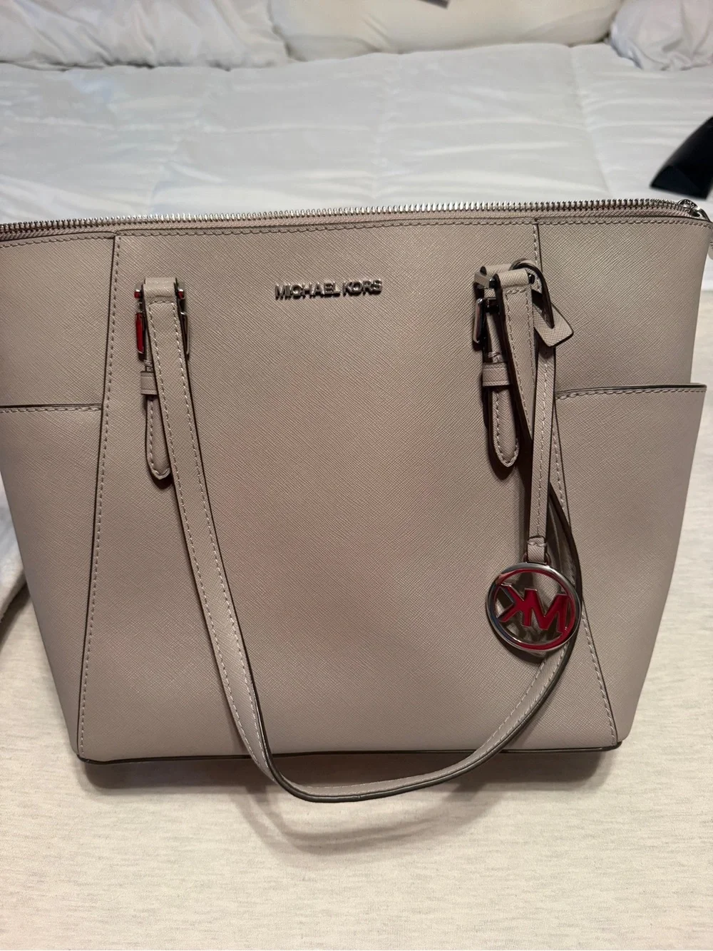 Michael Kors Saffiano Tote in Taupe